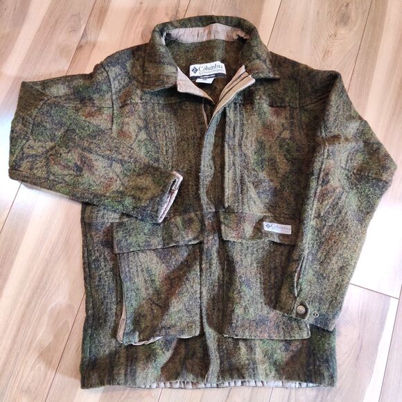 Vintage Columbia Gallatin Range Wool Blend Jacket Outfitter Camo Hunting Large - Picture 1 of 16
